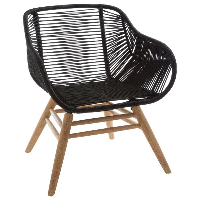 Sisal Linen Rope Armchair In Black