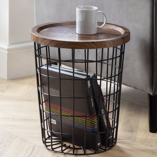 Smithson Wooden Storage Lamp Table In Walnut Effect