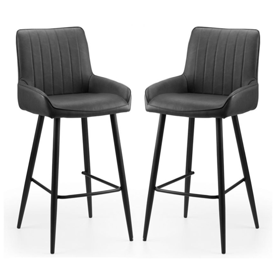Soho Black Faux Leather Bar Stools In Pair