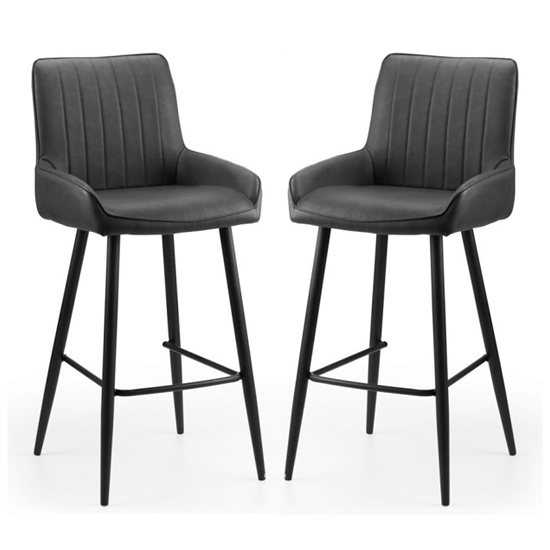 Soho Black Faux Leather Bar Stools In Pair