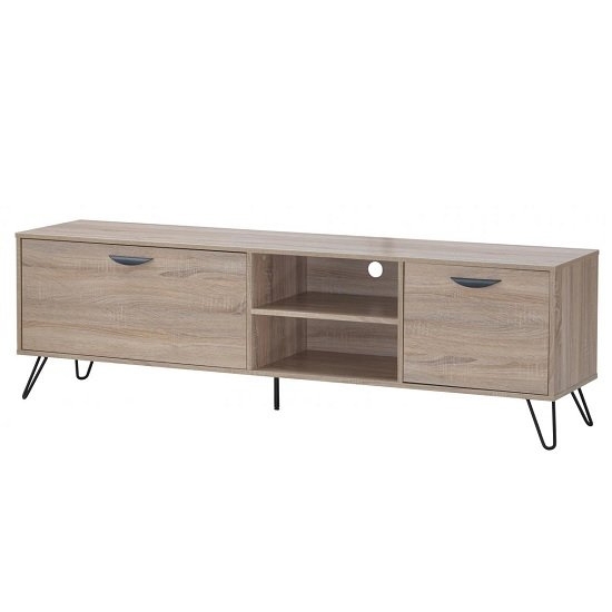 Sonoma 2 Drawers Tv Stand In Oak Effect With Black Metal Legs