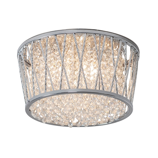 Sophia Clear Crystal 3 Lights Flush Ceiling Light In Chrome