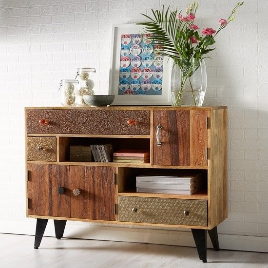 Sorio Large Sideboard In Reclaimed Wood With 3 Doors And 3 Drawers