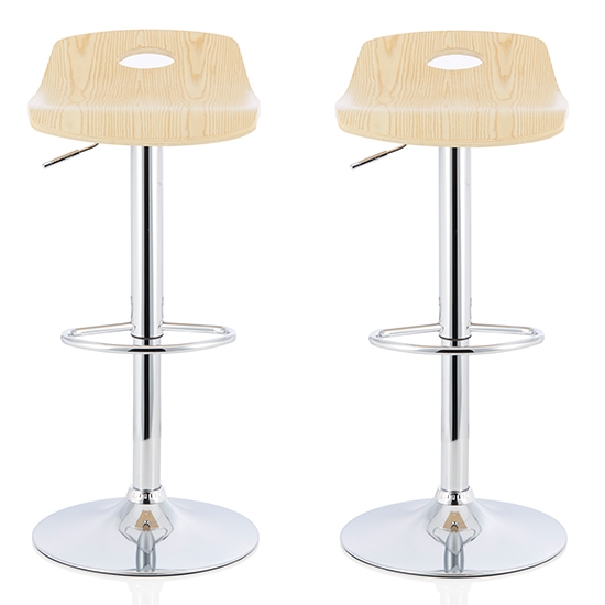 Sorrel Oak Wooden Swivel Adjustable Height Bar Stools In Pair