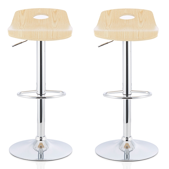 Sorrel Oak Wooden Swivel Adjustable Height Bar Stools In Pair