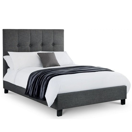 Sorrento High Headboard Linen Fabric King Size Bed In Slate