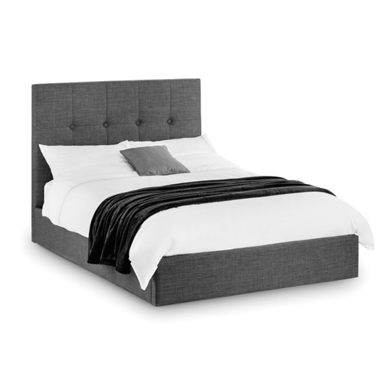 Sorrento Lift Up Linen Upholstered Storage King Size Bed In Slate Grey