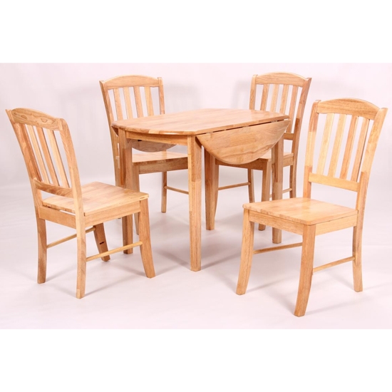 Southall Drop Leaf Wooden Dining Set In Natural With 4 Chairs