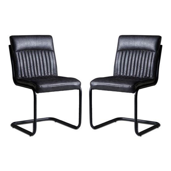 Sreka Grey Faux Leather Dining Chairs In Pair