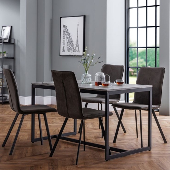 Staten Dining Table In Concrete Effect With 4 Monroe Chairs