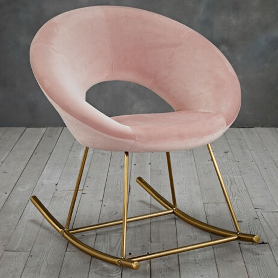 Stella Velvet Rocking Chair In Pink