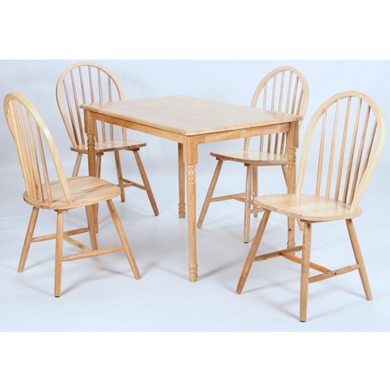 Sutton Wooden Dining Set In Natural With 4 Chairs