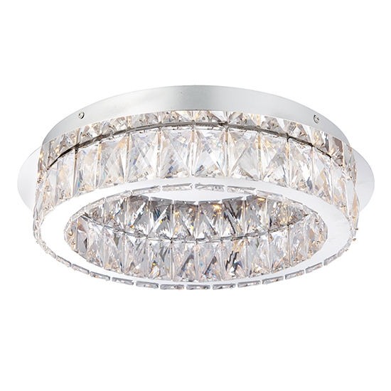 Swayze Clear Faceted Acrylic Crystals Flush Ceiling Light In Chrome