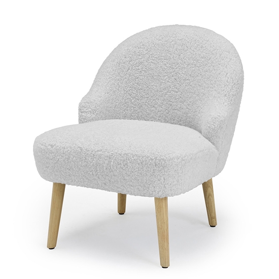 Ted Faux Fur Bedroom Chair In Grey With Natural Legs