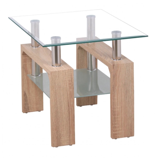 Telford Clear Glass Top Lamp Table With Natural Legs