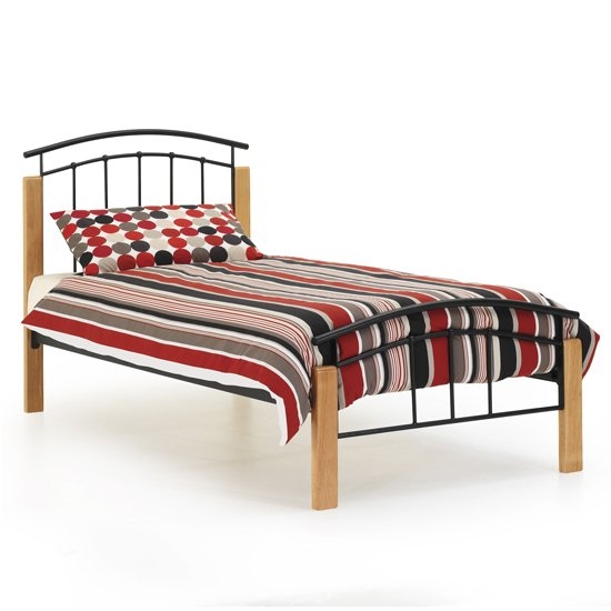 Tetras Metal Single Bed In Beech And Black