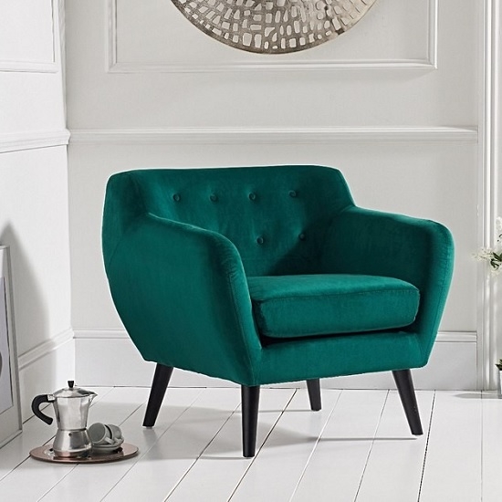 Tina Green Velvet Bedroom Chair With Black Wooden Legs