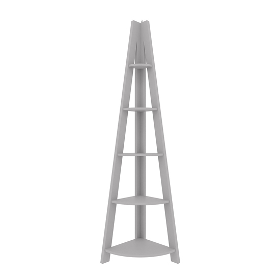 Tiva Corner Wooden Ladder Design Shelving Unit In Grey