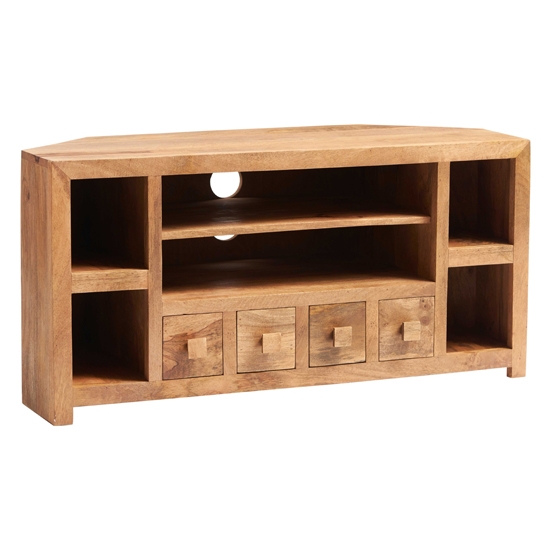 Toko Corner Wooden 4 Drawers Tv Stand In Light Walnut