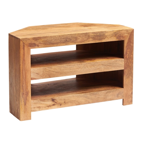 Toko Corner Wooden Tv Stand In Light Walnut