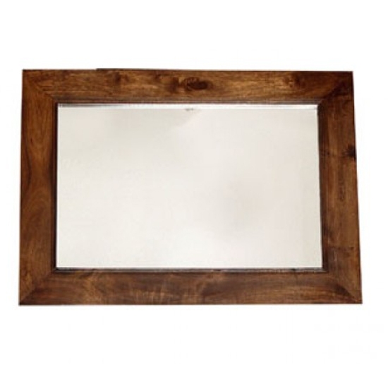 Toko Rectangular Wall Mirror In Dark Walnut Wooden Frame