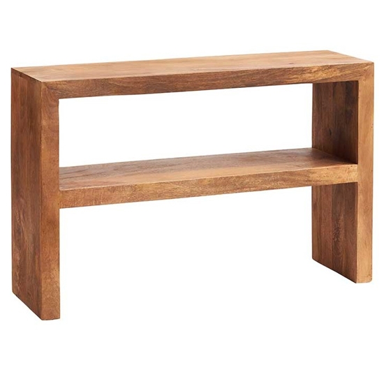 Toko Wooden Console Table With Shelf In Light Mango