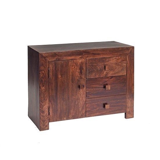 Toko Wooden Sideboard In Dark Walnut With 1 Doors And 3 Drawers