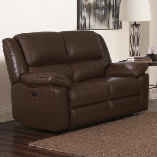 Toledo Faux Leather And Pvc Recliner 2 Seater Sofa In Brown