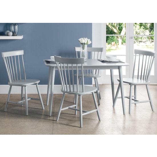Torino Wooden Dining Table In Lunar Grey With 4 Chairs