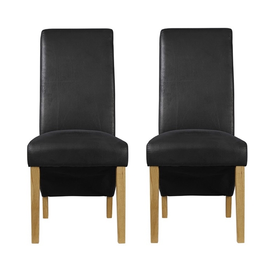 Treviso Black Faux Leather Dining Chairs In Pair