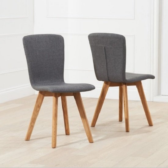 Tribeca Charcoal Fabric Upholstered Dining Chairs In Pair