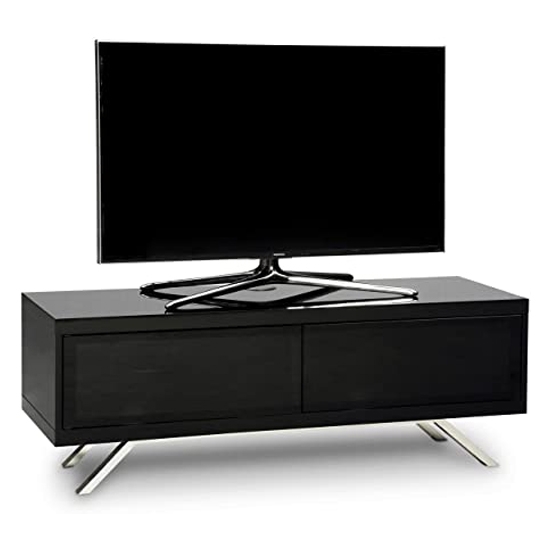 Tucana Wooden Tv Stand In Black High Gloss With 2 Storage Compartments