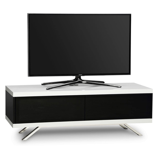 Tucana Wooden Tv Stand In White High Gloss With 2 Storage Compartments