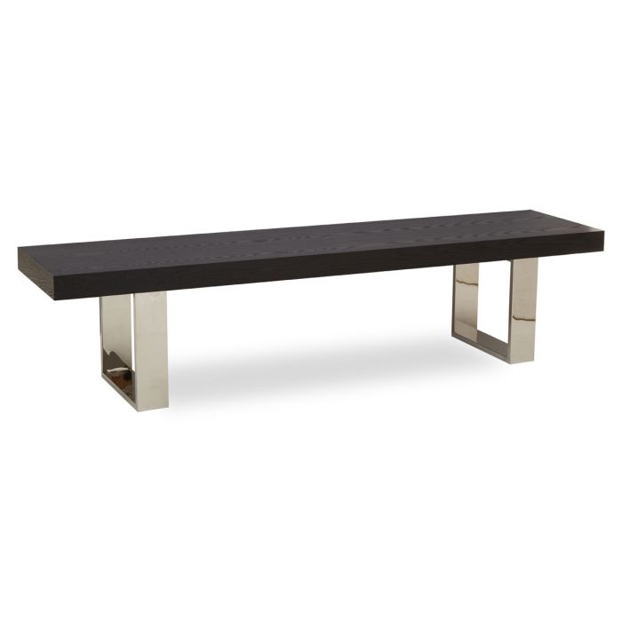Ulmus Wooden Dining Bench In Black With Stainless Steel Legs
