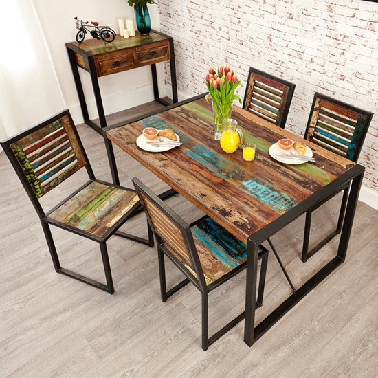 Urban Chic Small Wooden Dining Table With 4 Chairs