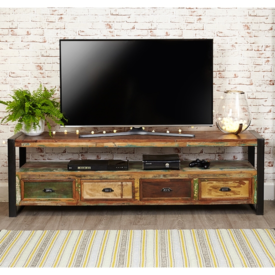 Urban Chic Wooden Tv Stand With 4 Drawers
