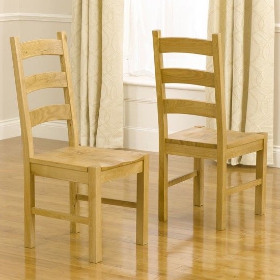 Valencia Solid Oak Wooden Dining Chairs In Pair