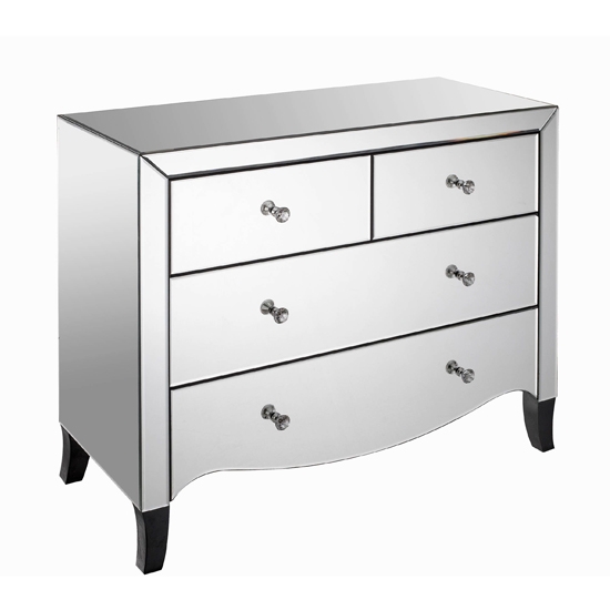 Valentina Wooden Chest Of Drawers In Mirrored With 4 Drawers
