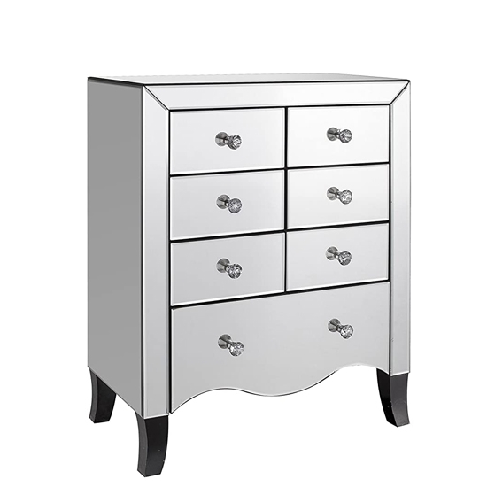 Valentina Wooden Chest Of Drawers In Mirrored With 7 Drawers