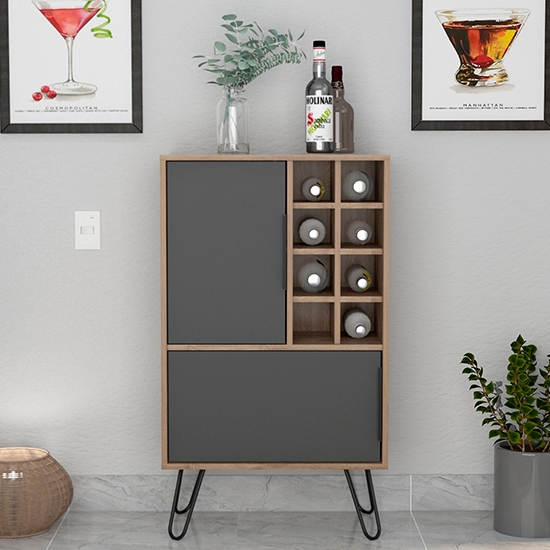 Vegas Wooden Drinks Bar Cabinet In Bleached Oak Effect