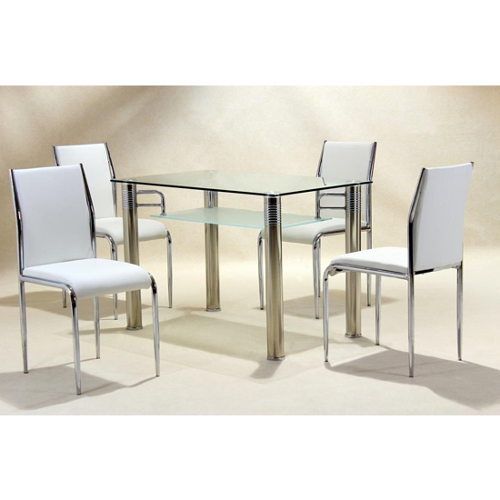 Vercelli Clear Glass Dining Set With 4 Chairs