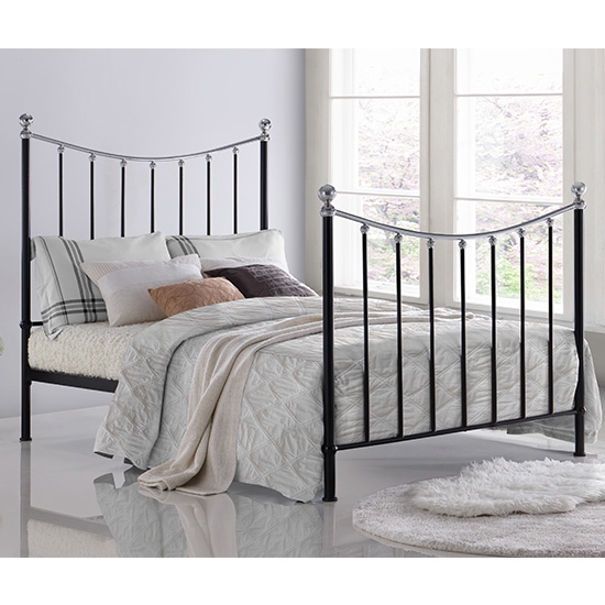 Vienna Metal King Size Bed In Black And Silver