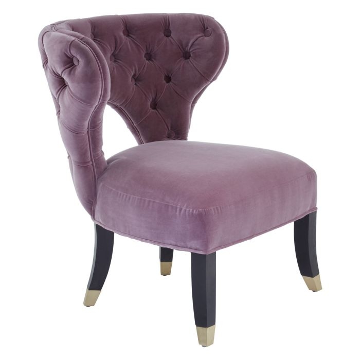 Villi Velvet Upholstered Bedroom Chair In Lilac
