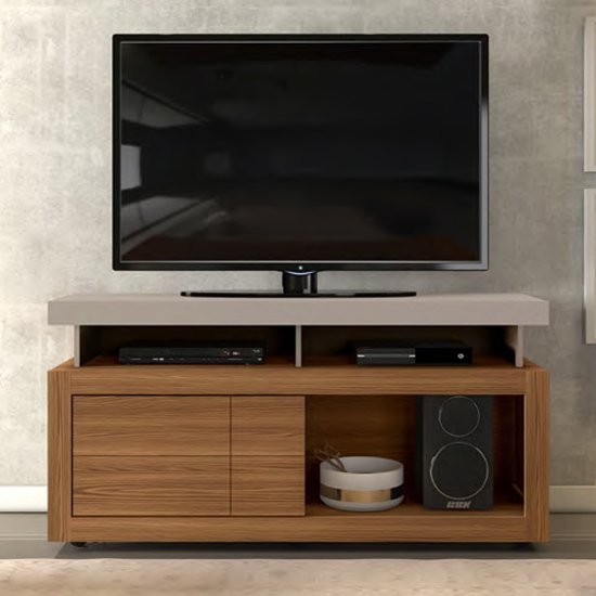 Vision Flat Screen Wooden Tv Stand In Oak Effect And Grey