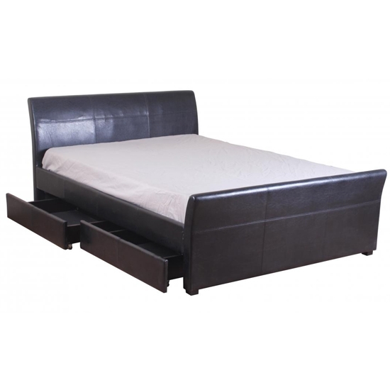 Viva Pvc Double Bed In Black With 4 Drawers