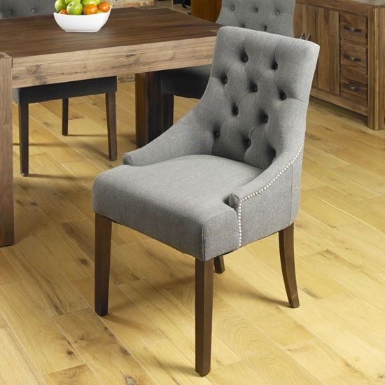 Vrux Accent Slate Fabric Upholstered Dining Chairs In Pair