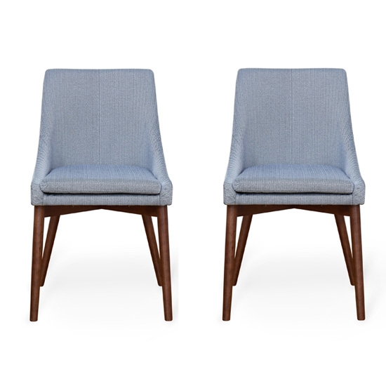 Vrux Grey Fabric Upholstered Dining Chairs In Pair