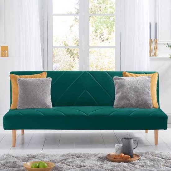 Waltham Velvet Upholstered Sofa Bed In Green