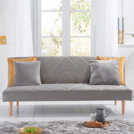 Waltham Velvet Upholstered Sofa Bed In Grey