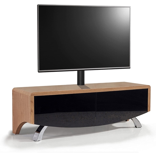 Wave Ultra Wooden Tv Stand In Oak With 2 Soft Open Doors